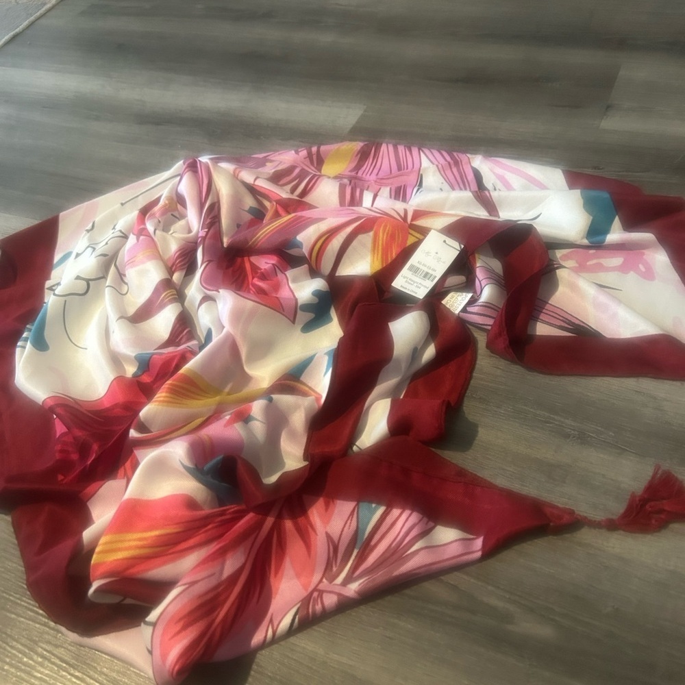 Muse Royal Red and Pink Floral Scarf - Picture 2 of 6